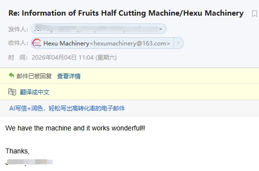 American Order for Half Cutting Machine